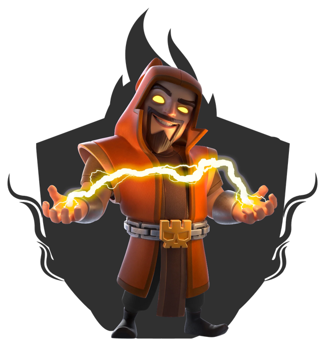 The Wizards Club mascot, a hooded wizard holding a bolt of lightning
